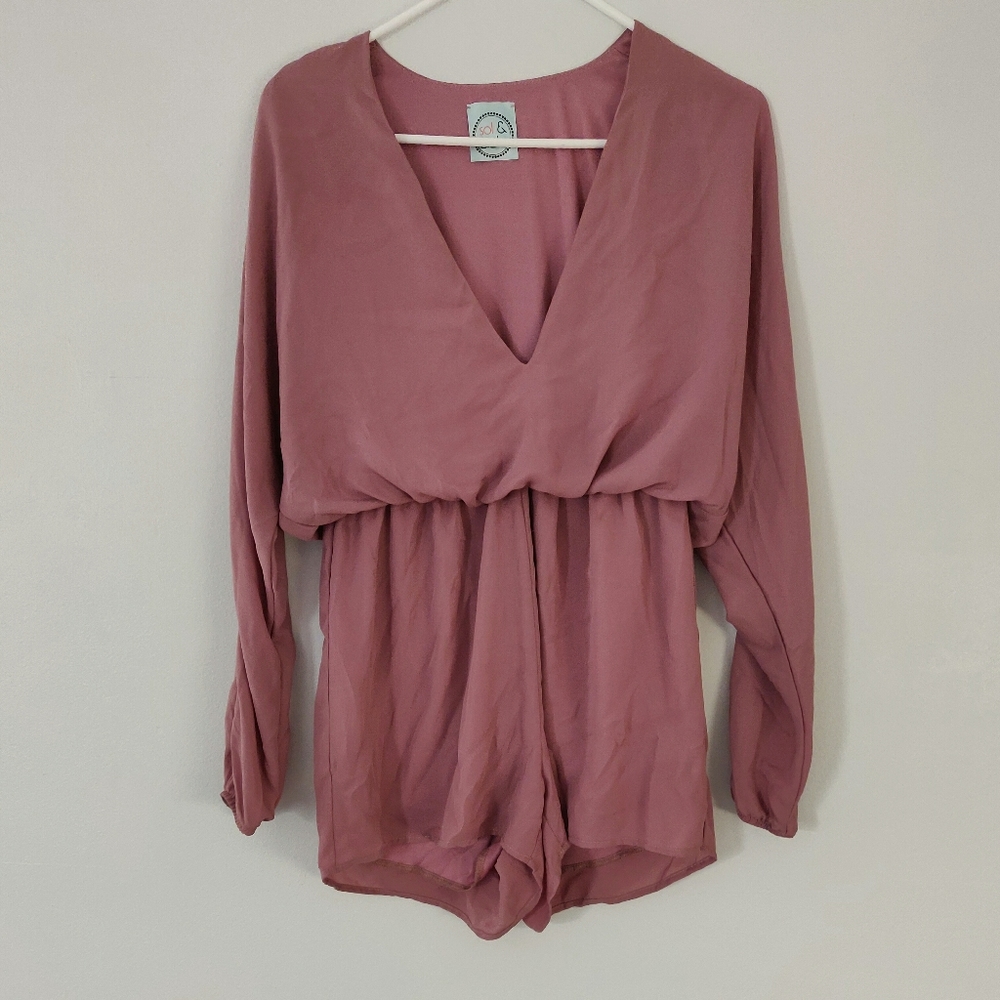 PINK MAUVE LONG SLEEVE ROMPER SIZE S